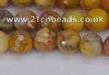 CAG9870 15.5 inches 8mm faceted round yellow crazy lace agate beads