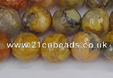 CAG9871 15.5 inches 10mm faceted round yellow crazy lace agate beads