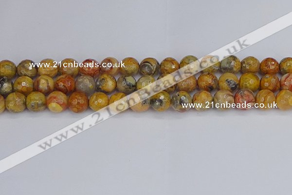 CAG9871 15.5 inches 10mm faceted round yellow crazy lace agate beads