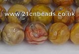 CAG9872 15.5 inches 12mm faceted round yellow crazy lace agate beads