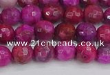 CAG9876 15.5 inches 6mm faceted round fuchsia crazy lace agate beads