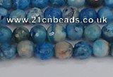 CAG9882 15.5 inches 4mm faceted round blue crazy lace agate beads