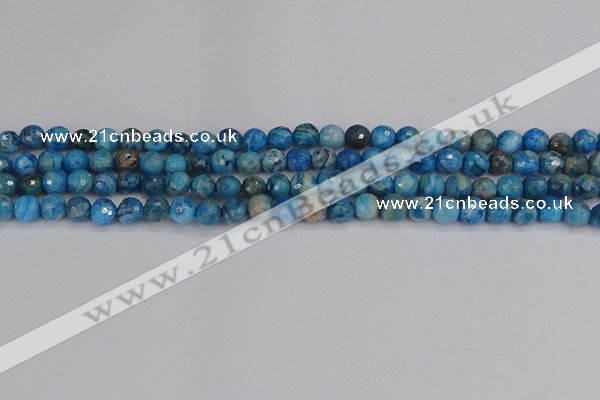 CAG9882 15.5 inches 4mm faceted round blue crazy lace agate beads