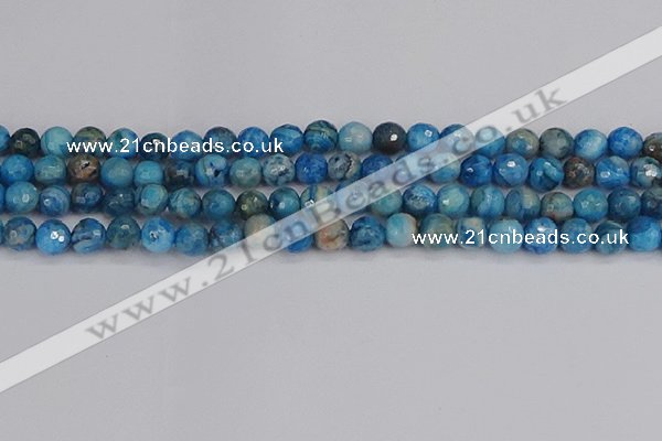 CAG9883 15.5 inches 6mm faceted round blue crazy lace agate beads