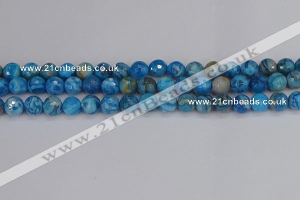 CAG9884 15.5 inches 8mm faceted round blue crazy lace agate beads