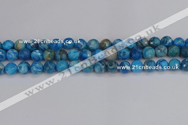 CAG9885 15.5 inches 10mm faceted round blue crazy lace agate beads