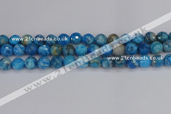 CAG9886 15.5 inches 12mm faceted round blue crazy lace agate beads