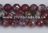 CAG9904 15.5 inches 6mm faceted round red lightning agate beads