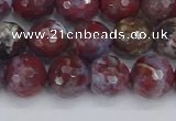 CAG9905 15.5 inches 8mm faceted round red lightning agate beads