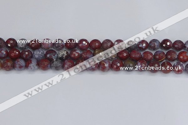 CAG9905 15.5 inches 8mm faceted round red lightning agate beads