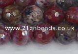 CAG9906 15.5 inches 10mm faceted round red lightning agate beads