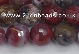 CAG9907 15.5 inches 12mm faceted round red lightning agate beads