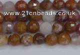 CAG9910 15.5 inches 4mm faceted round red moss agate beads