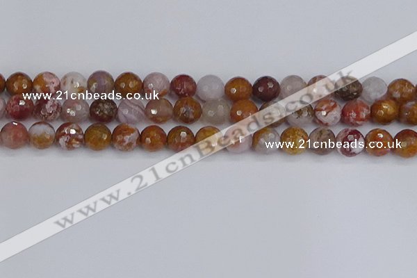 CAG9913 15.5 inches 10mm faceted round red moss agate beads