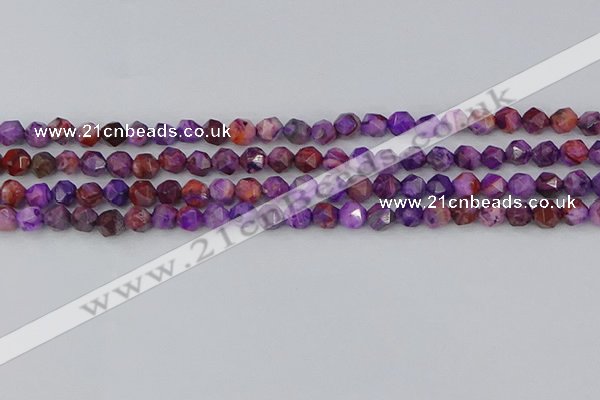 CAG9945 15.5 inches 6mm faceted nuggets purple crazy lace agate beads