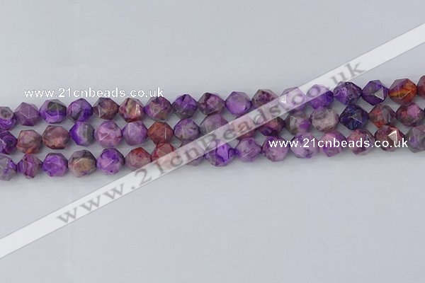 CAG9946 15.5 inches 8mm faceted nuggets purple crazy lace agate beads
