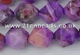 CAG9948 15.5 inches 12mm faceted nuggets purple crazy lace agate beads