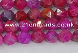 CAG9951 15.5 inches 6mm faceted nuggets fuchsia crazy lace agate beads