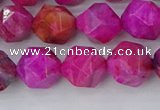 CAG9953 15.5 inches 10mm faceted nuggets fuchsia crazy lace agate beads