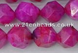 CAG9954 15.5 inches 12mm faceted nuggets fuchsia crazy lace agate beads