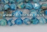 CAG9957 15.5 inches 6mm faceted nuggets blue crazy lace agate beads