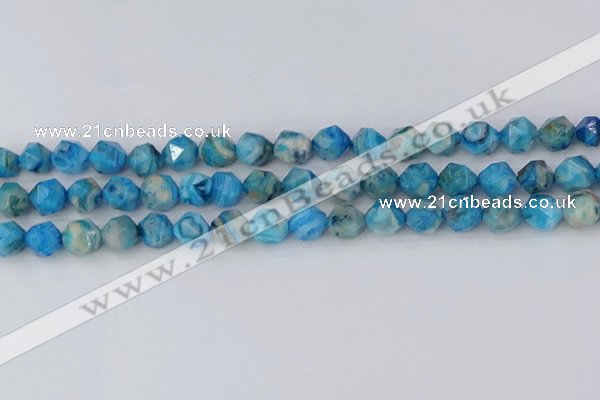 CAG9958 15.5 inches 8mm faceted nuggets blue crazy lace agate beads