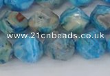 CAG9959 15.5 inches 10mm faceted nuggets blue crazy lace agate beads