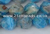 CAG9960 15.5 inches 12mm faceted nuggets blue crazy lace agate beads