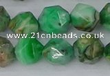 CAG9966 15.5 inches 12mm faceted nuggets green crazy lace agate beads