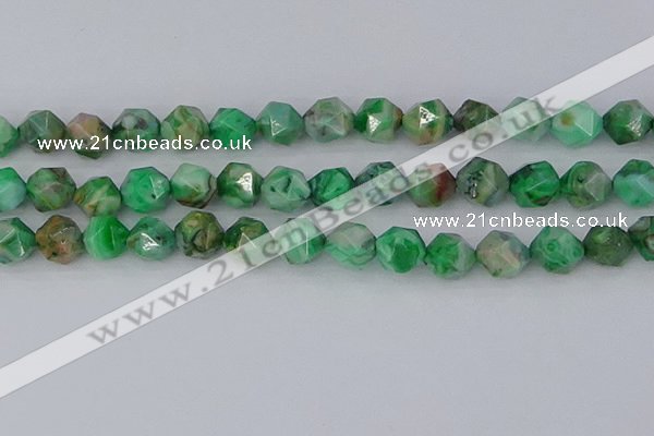 CAG9966 15.5 inches 12mm faceted nuggets green crazy lace agate beads