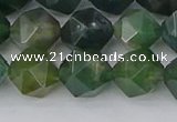 CAG9971 15.5 inches 10mm faceted nuggets moss agate beads