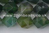 CAG9972 15.5 inches 12mm faceted nuggets moss agate beads