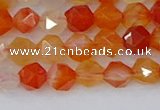 CAG9975 15.5 inches 6mm faceted nuggets red agate beads