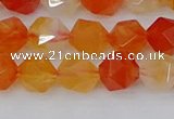 CAG9976 15.5 inches 8mm faceted nuggets red agate beads