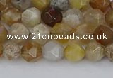 CAG9993 15.5 inches 6mm faceted nuggets ocean fossil agate beads