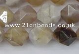 CAG9995 15.5 inches 10mm faceted nuggets ocean fossil agate beads