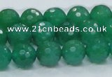 CAJ05 15.5 inches 12mm faceted round green aventurine jade beads