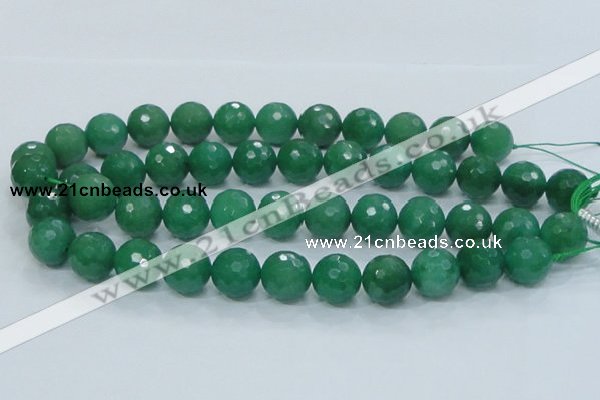 CAJ06 15.5 inches 16mm faceted round green aventurine jade beads