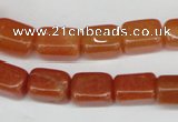 CAJ151 15.5 inches 10*13mm cuboid red aventurine jade beads