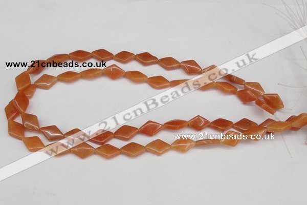 CAJ153 15.5 inches 10*15mm rhombic red aventurine jade beads