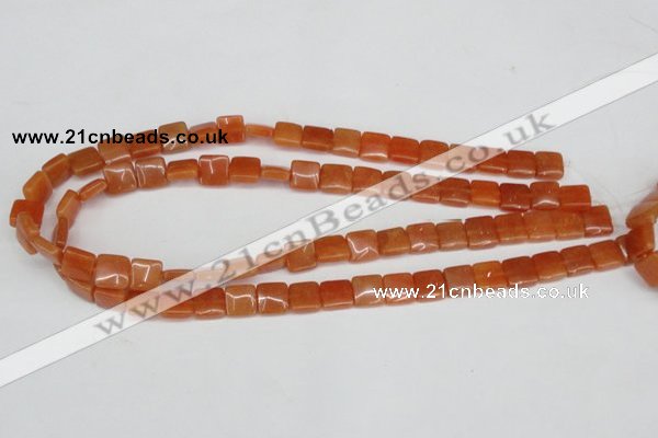 CAJ154 15.5 inches 10*10mm square red aventurine jade beads