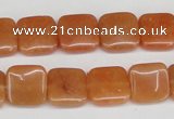 CAJ155 15.5 inches 12*12mm square red aventurine jade beads