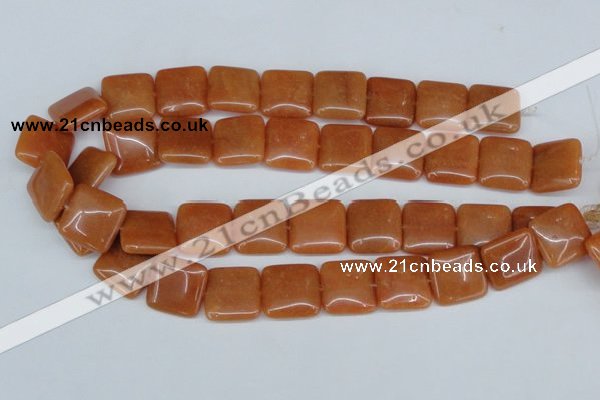 CAJ156 15.5 inches 20*20mm square red aventurine jade beads