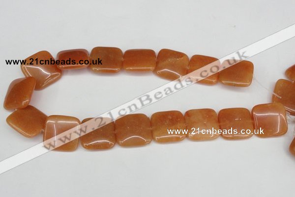 CAJ157 15.5 inches 25*25mm square red aventurine jade beads