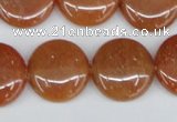 CAJ166 15.5 inches 20mm flat round red aventurine jade beads