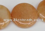 CAJ167 15.5 inches 30mm flat round red aventurine jade beads