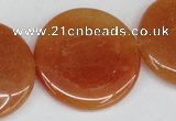 CAJ168 15.5 inches 30mm flat round red aventurine jade beads