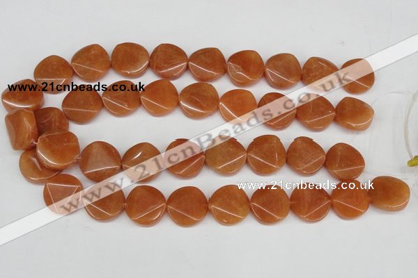 CAJ170 15.5 inches 20mm faceted coin red aventurine jade beads