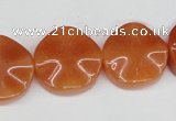 CAJ171 15.5 inches 20mm wavy coin red aventurine jade beads