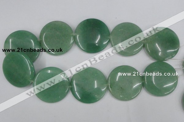 CAJ306 15.5 inches 40mm flat round green aventurine jade beads